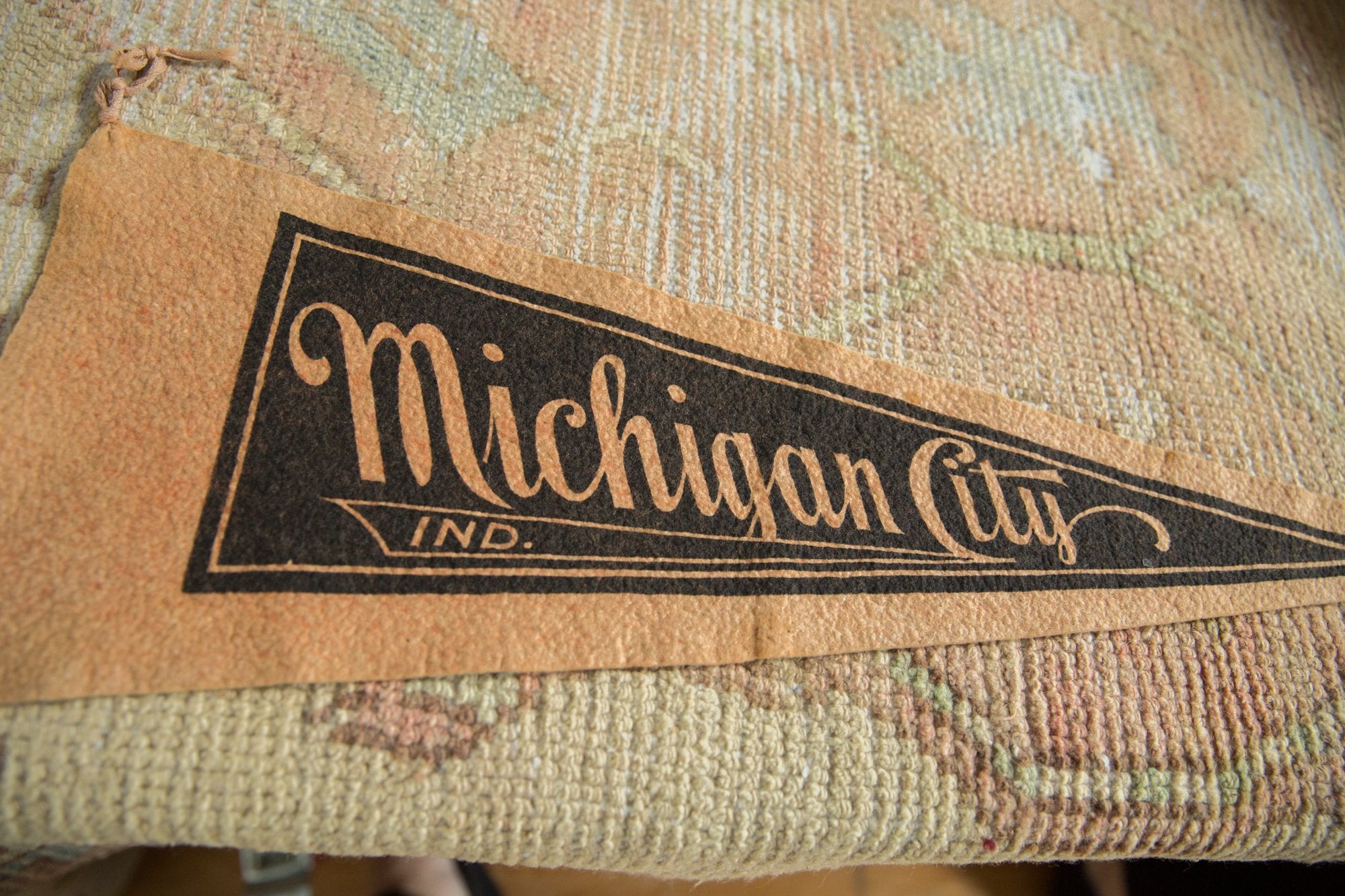 Vintage Michigan City, Ind. Felt Flag Pennant // ONH Item 7445 Image 1