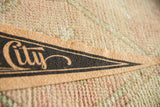 Textured beige felt of the vintage Michigan City pennant with black script.