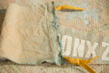 Vintage Bronx Zoo felt pennant with cracked white 'ONX' lettering on aged green, yellow tie.