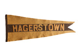 Vintage Hagerstown felt pennant, tan and dark brown with raised lettering, circa 1930s.