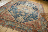 Antique Farahan Sarouk rug corner: delicate vinery, meandering border, and soft pile patina.
