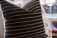 Black Velvet Stripe Throw Pillow / ONH Item 7463 Image 2