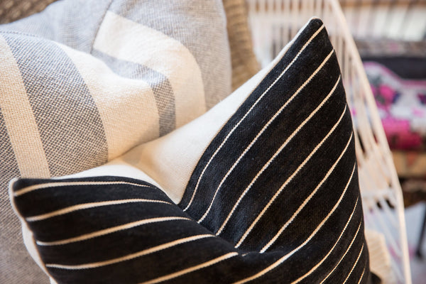 Black Velvet Stripe Throw Pillow / ONH Item 7463 Image 3