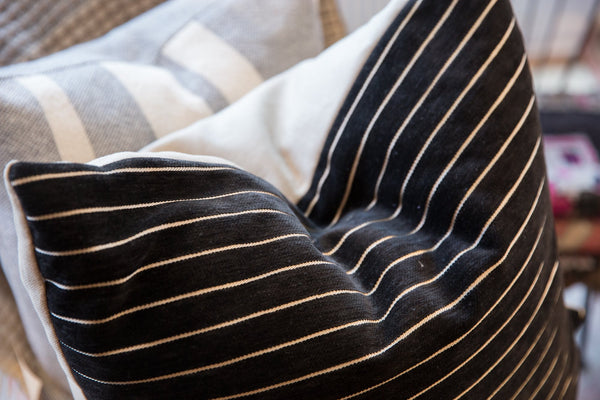 Black Velvet Stripe 24x24 Pillow / ONH Item 7464 Image 3