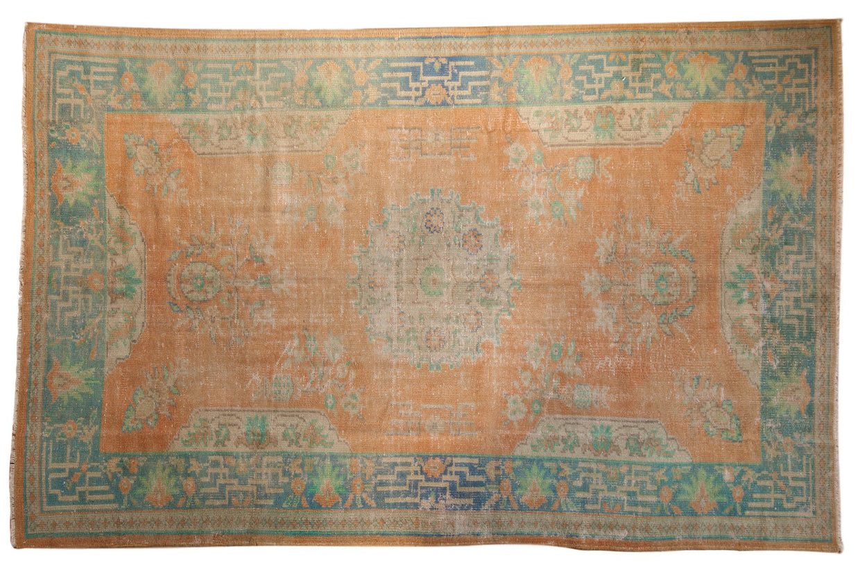6x9.5 Vintage Distressed Oushak Carpet // ONH Item 7489