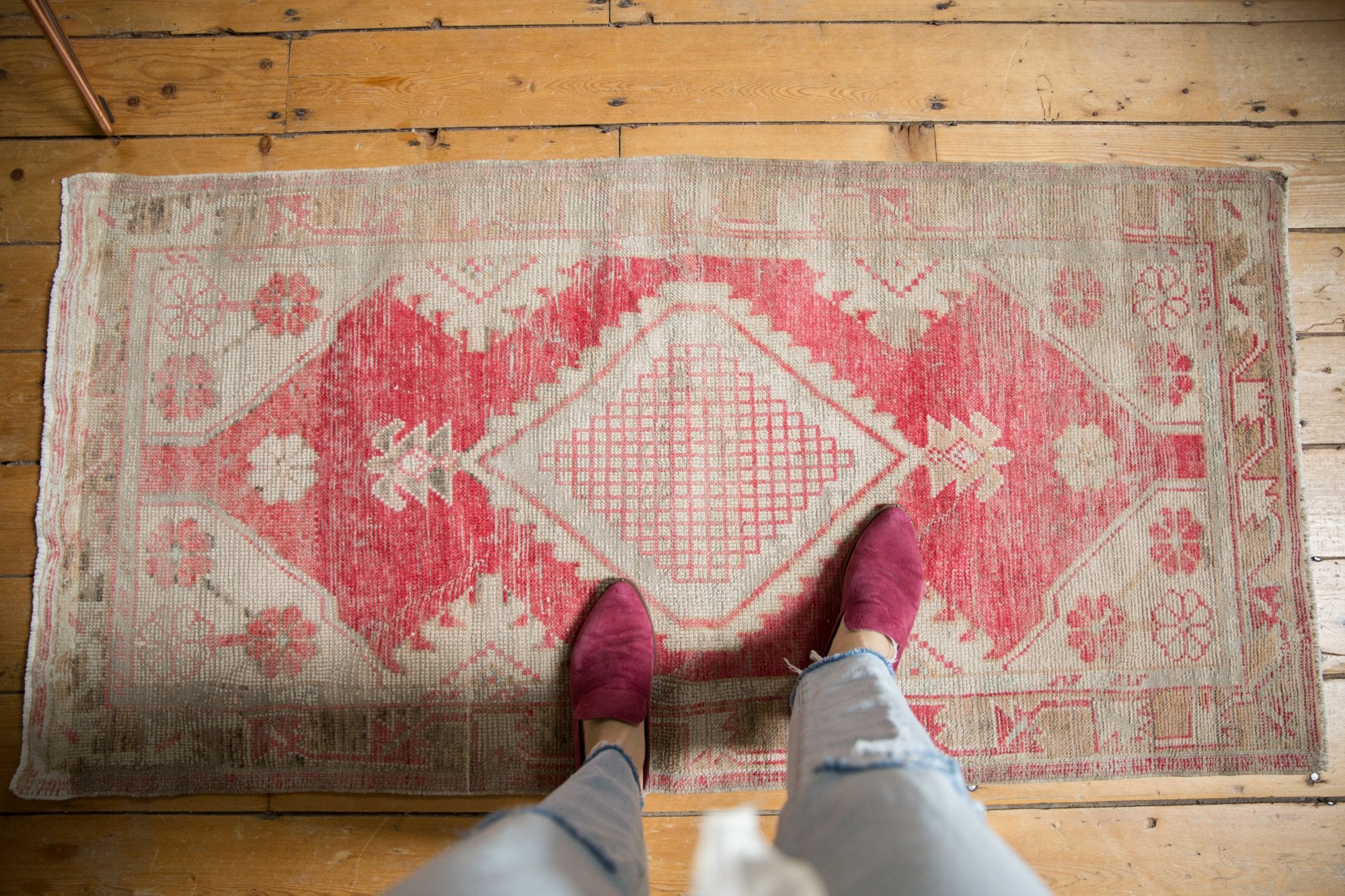 Vintage Distressed Oushak Rug Runner / ONH item 7528 Image 1