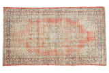Distressed vintage Turkish Oushak rug runner, blush, ivory, sky blue tones, 2'8
