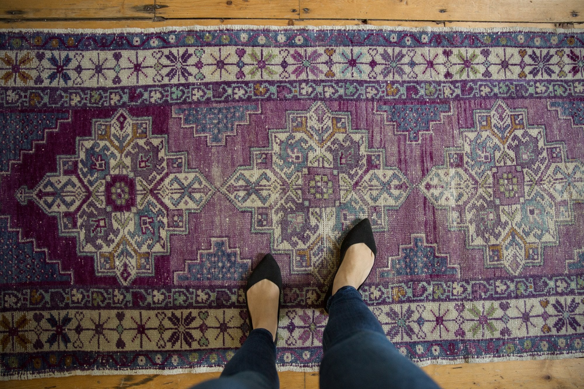 3x9.5 Vintage Distressed Oushak Rug Runner // ONH Item 7556 Image 1