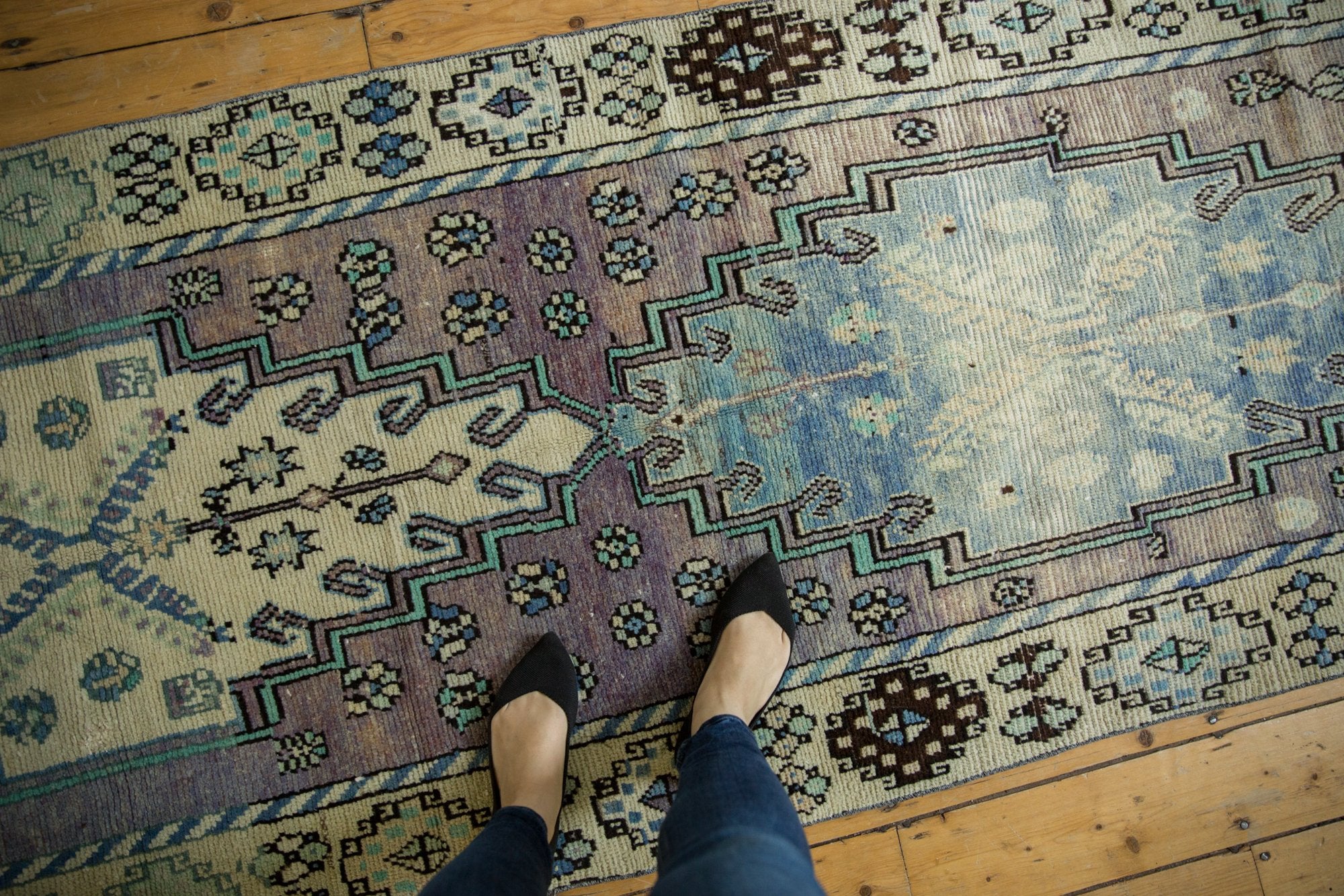 3.5x10.5 Vintage Distressed Oushak Rug Runner // ONH Item 7557 Image 1