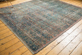 Antique Mahal carpet corner with secured fringe, side, and visible localized foundation wear.
