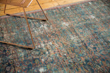 Antique Persian Mahal carpet with intricate sapphire blue Herati design and exposed foundation.