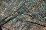 Intricate Herati design with sapphire blue, wine red, sand tones, and visible localized pile wear.