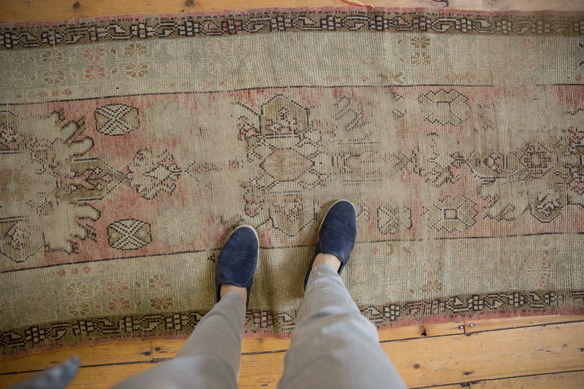 3x10.5 Vintage Distressed Oushak Rug Runner // ONH Item 7577 Image 1