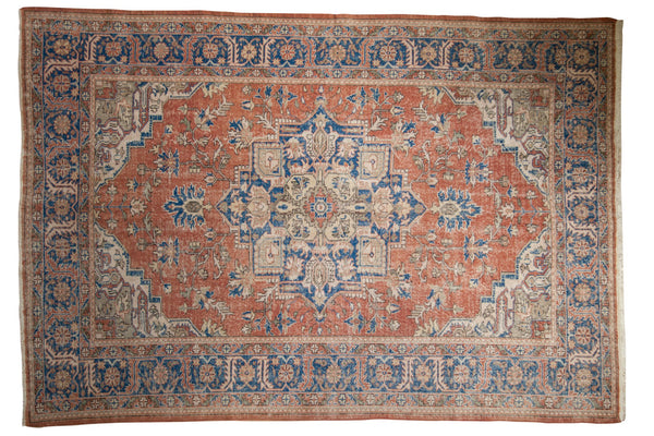7x10.5 Vintage Distressed Oushak Carpet // ONH Item 7582