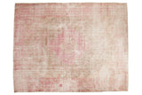 Vintage Distressed Sivas carpet, faded pink fuchsia and olive gold floral medallion, 9'8