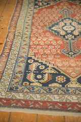 Hand-knotted antique Malayer rug corner, showing geometric borders and germinating shrub motifs.
