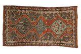 Vintage hand-knotted Persian Kamseh rug, triple medallions, slate blue field, lively motifs, 2'5