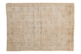 Vintage Distressed Oushak rug, faded medallion, neutral beige and oxidized silver, 2'9