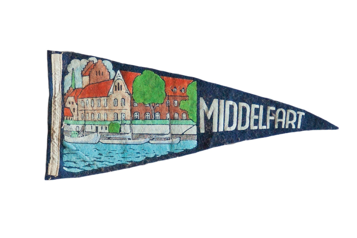 Vintage Middlefart Denmark Felt Flag Pennant // ONH Item 7660
