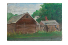 Vintage Barn Landscape Painting // ONH Item 7662