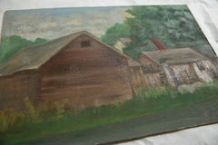Vintage Barn Landscape Painting // ONH Item 7662 Image 1