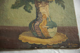 Detail of vintage still life painting's lower right, showing vase base and B. M. Long signature.