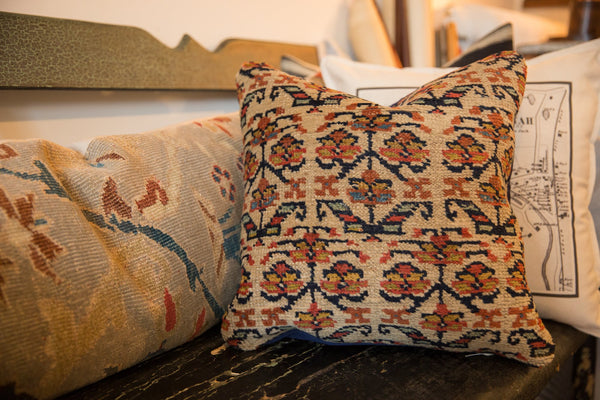 Reclaimed Vintage Rug Fragment Flower Pillow // ONH Item 7675 Image 1