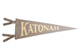 Katonah New York gray felt pennant with cream lettering and side ties.