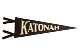 Katonah, New York black felt flag pennant with cream-colored lettering.