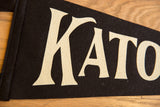 Textured cream-colored lettering on the soft black wool felt of the Katonah pennant.