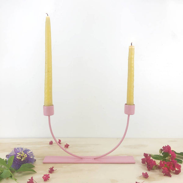 Made in USA U-Shape Candlestick Holder Pink // ONH Item 7688