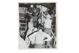 Vintage Ingrid Bergman Spellbound movie still, black and white, with actress on film set ladder.
