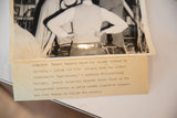 Vintage typed caption detailing Ingrid Bergman on set of Alfred Hitchcock's Spellbound.