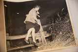 Ingrid Bergman climbing rustic fence with Gregory Peck in 1945 Spellbound photo.