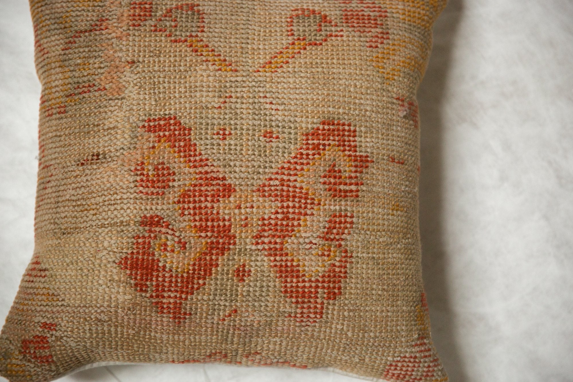 Vintage Turkish Rug Fragment Butterfly 20x20 Pillow // ONH Item 7741 Image 1