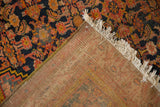 Hand-knotted foundation, fringe, and Herati pattern on this vintage Malayer rug corner.