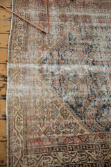 Textural detail of the distressed Malayer rug runner, showing foundation and muted Herati pattern.