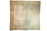Hand knotted distressed Persian Mahal fragment with powder blue and beige abrash.