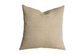 Square neutral beige 20x20 throw pillow with delicate jute and cotton woven stripes.