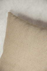 Natural beige woven texture with subtle stripes on the Linen Jute Throw Pillow.