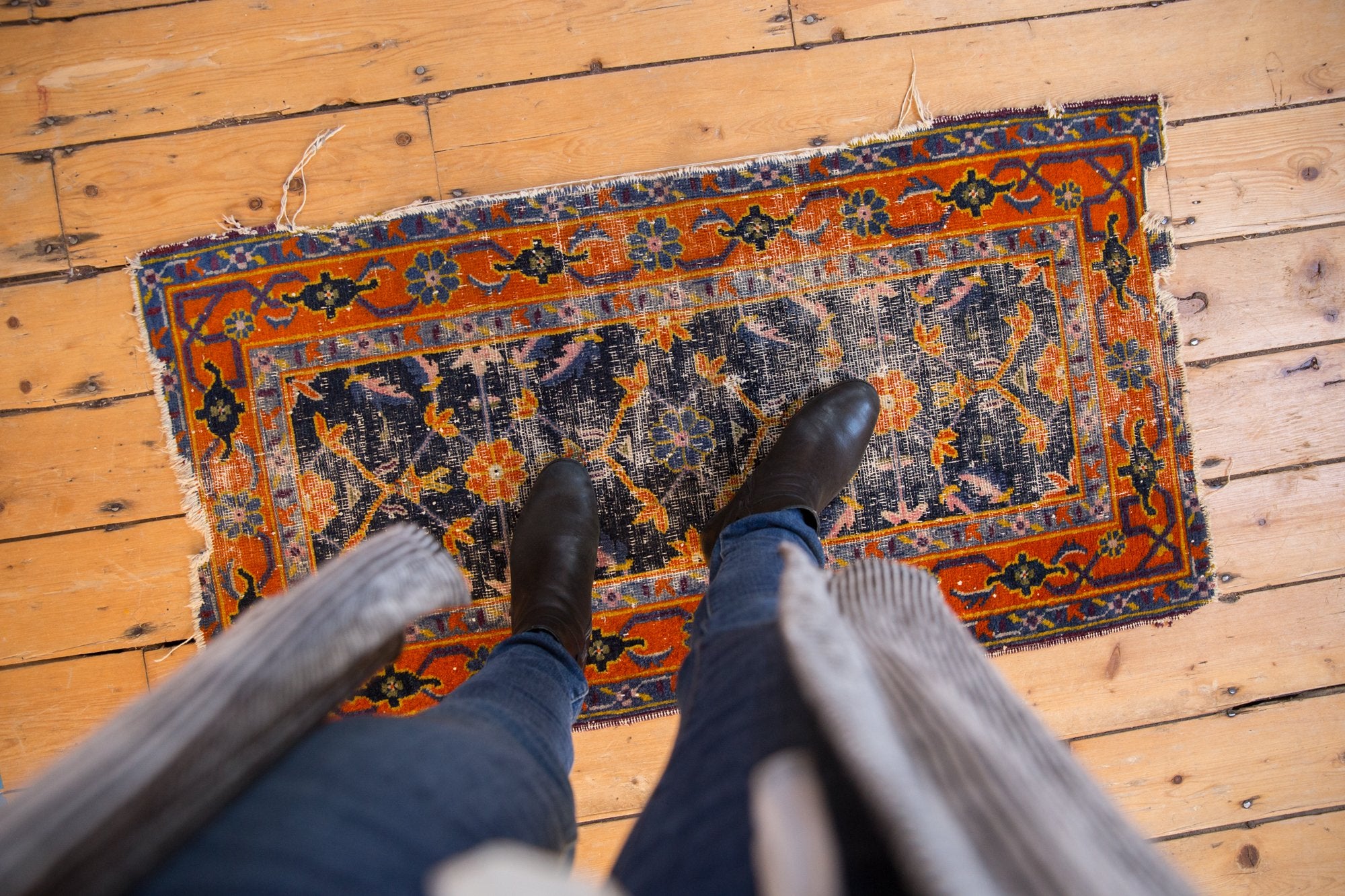 2x4 Vintage Chinese Hamadan Design Rug Runner // ONH Item 7789 Image 1