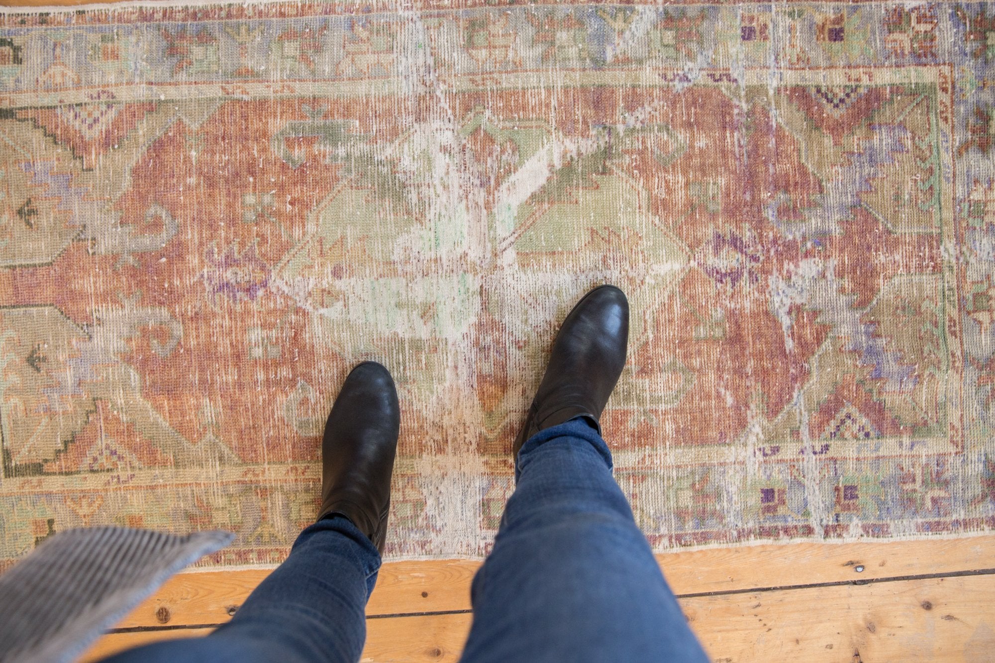 2.5x5 Vintage Distressed Oushak Rug Runner // ONH Item 7817 Image 1