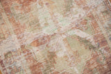 Worn texture of a vintage distressed Oushak runner with copper and olive green.