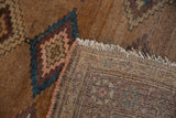 Tightly woven foundation and hand-knotted structure on the reverse of the antique Hamadan rug.