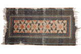 Ivory and cobalt blue Ningxia runner with endless knot and bat motifs, 2'8