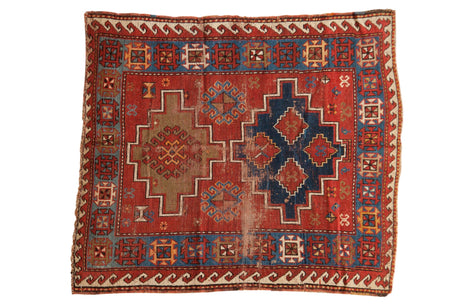 3.5x4.5 Vintage Caucasian Square Rug // ONH Item 7836