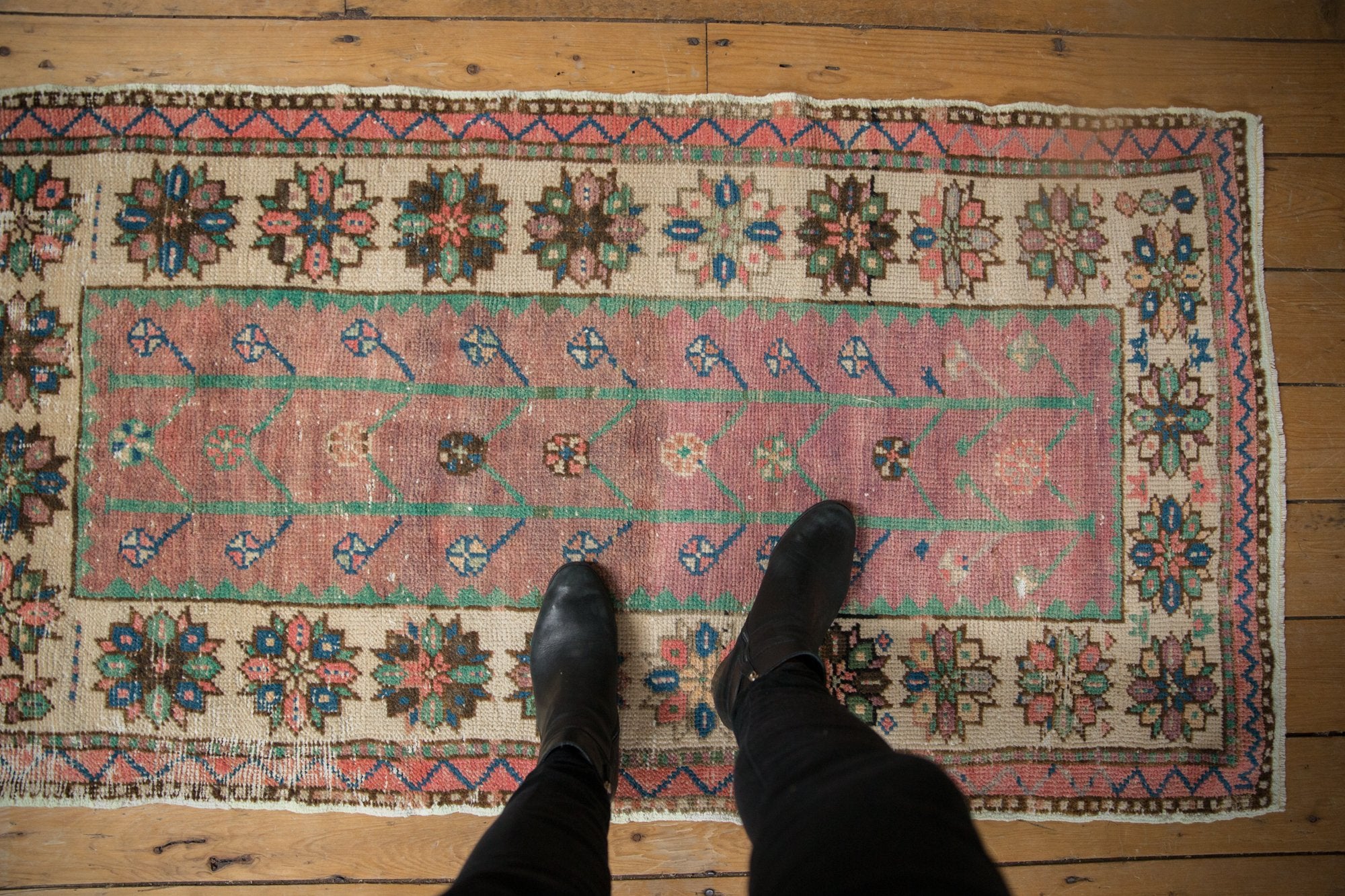 2.5x5.5 Vintage Distressed Oushak Rug Runner // ONH Item 7843 Image 1