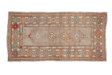Distressed Oushak runner with faded floral medallions and muted tangerine, emerald border, 2'7