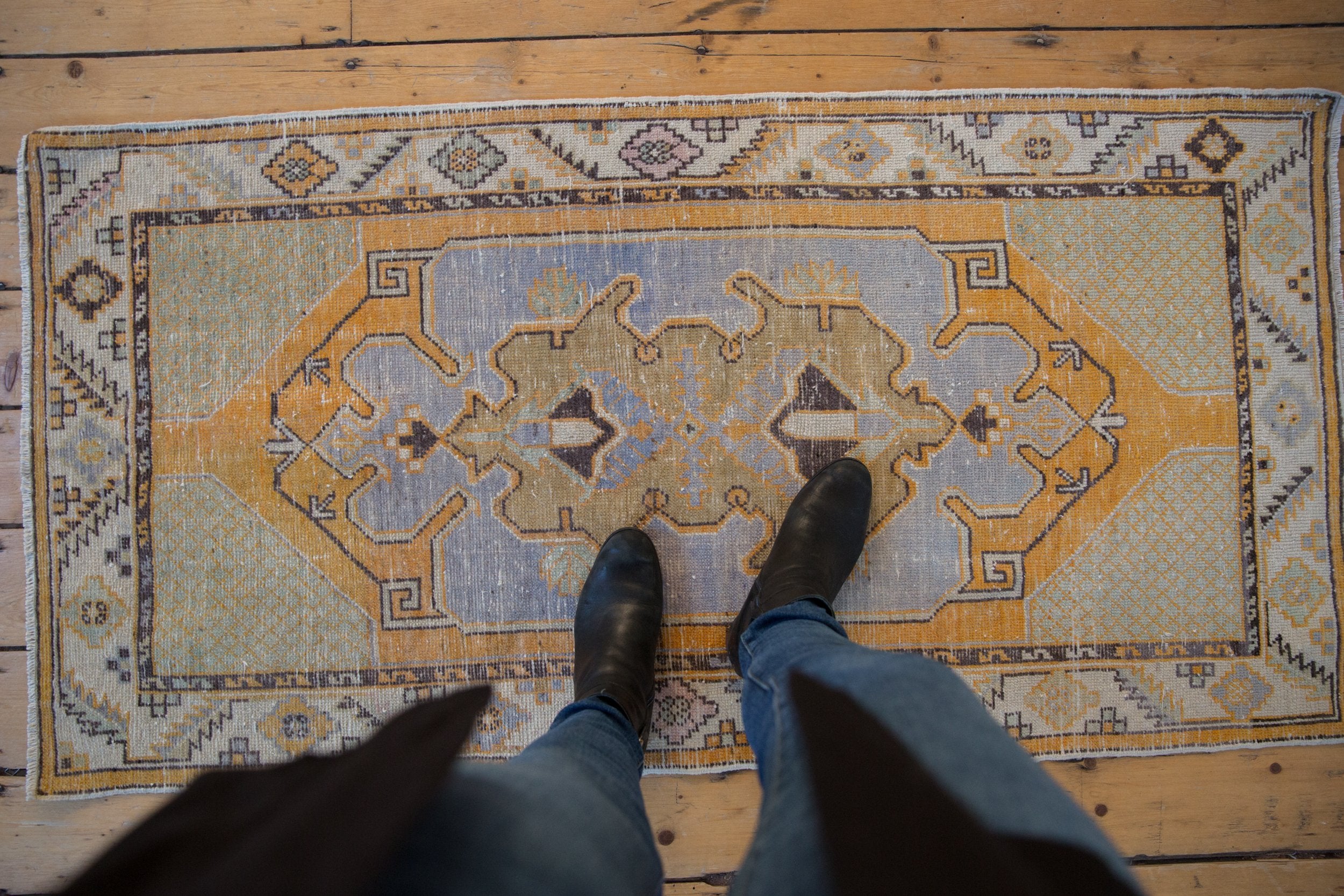 2.5x5 Vintage Distressed Oushak Rug Runner // ONH Item 7895 Image 1