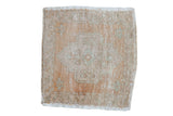 Distressed vintage Oushak square rug with muted scalloped medallion. 1'6